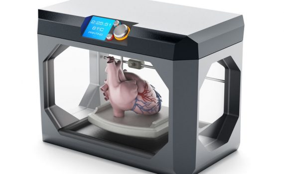 impresora 3D con un corazon imprimido en 3D